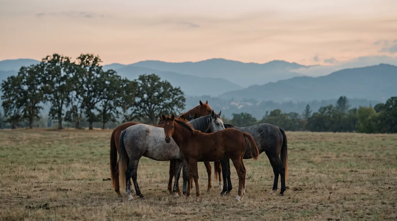 Chevaux en liberté, Écurie Barbarin, Loire